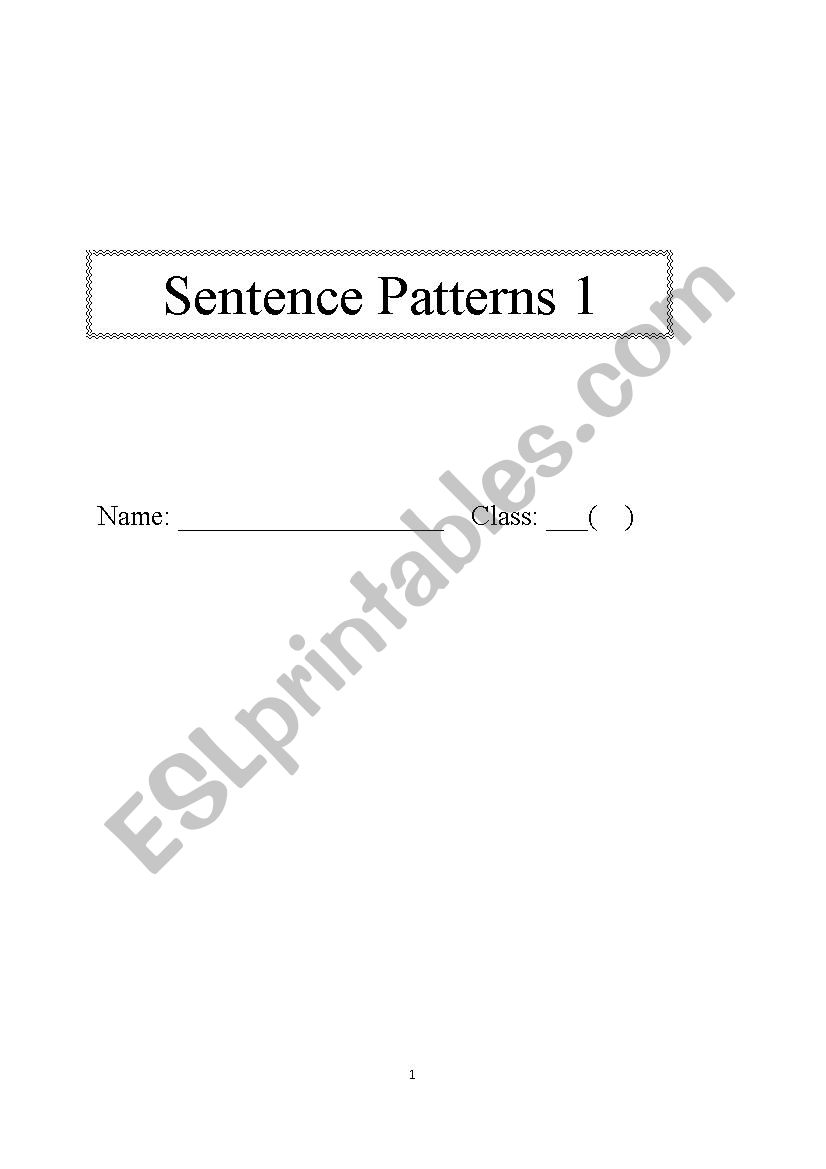 Sentence patterns drilling worksheet