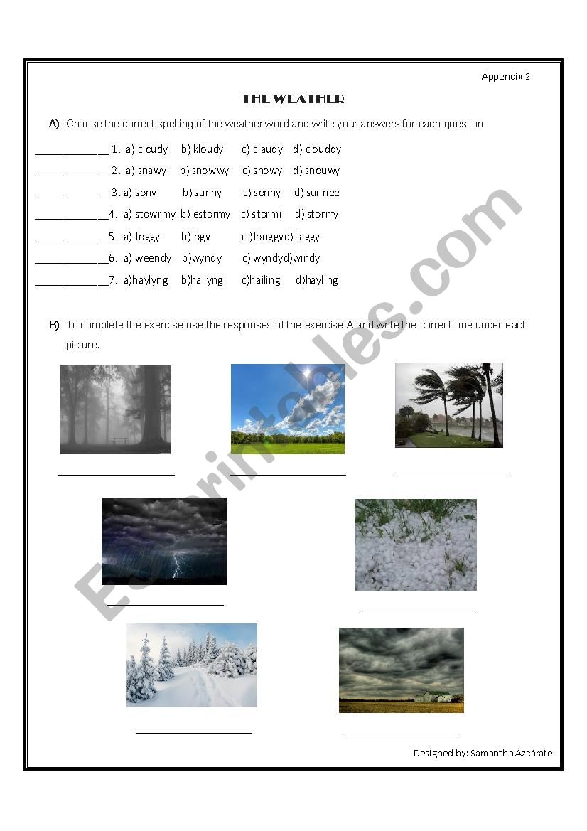 WEATHER WORKSHEET worksheet