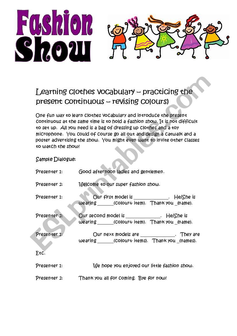 Fashion Show - role play worksheet