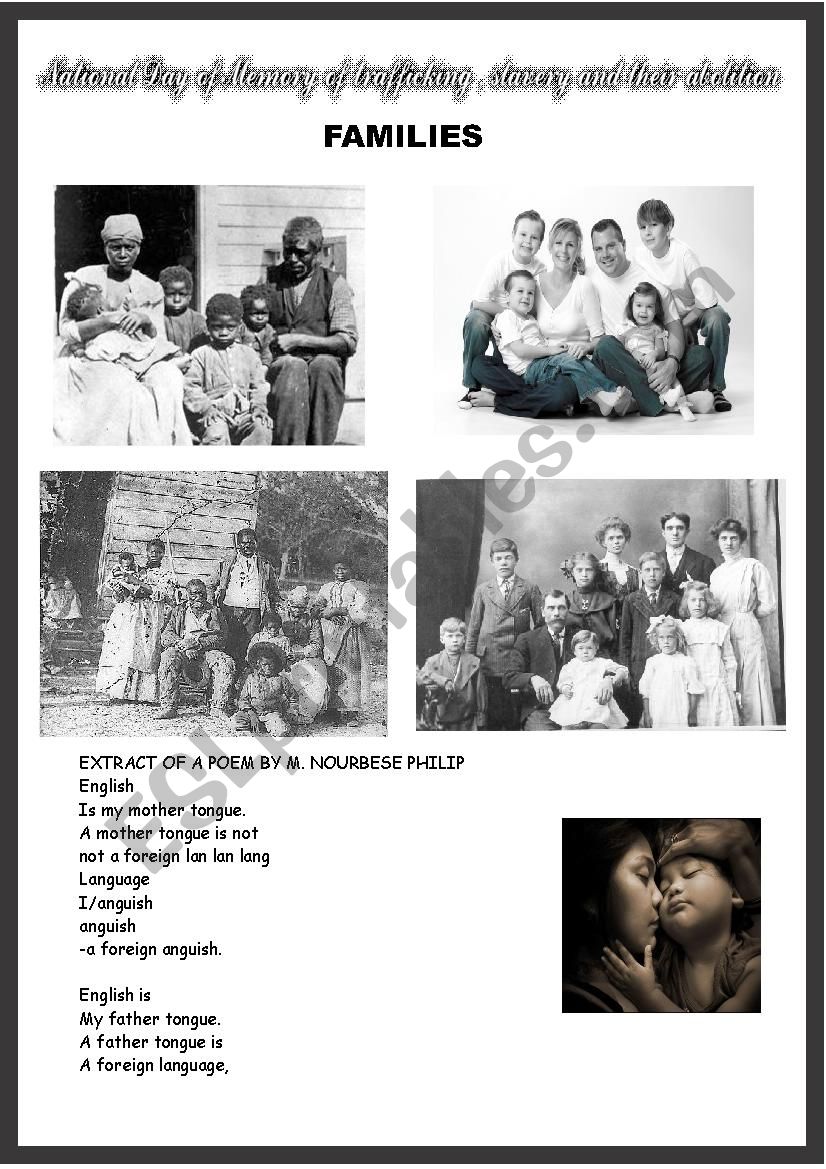 families and English as  mother tongue:picture and poem based discussion