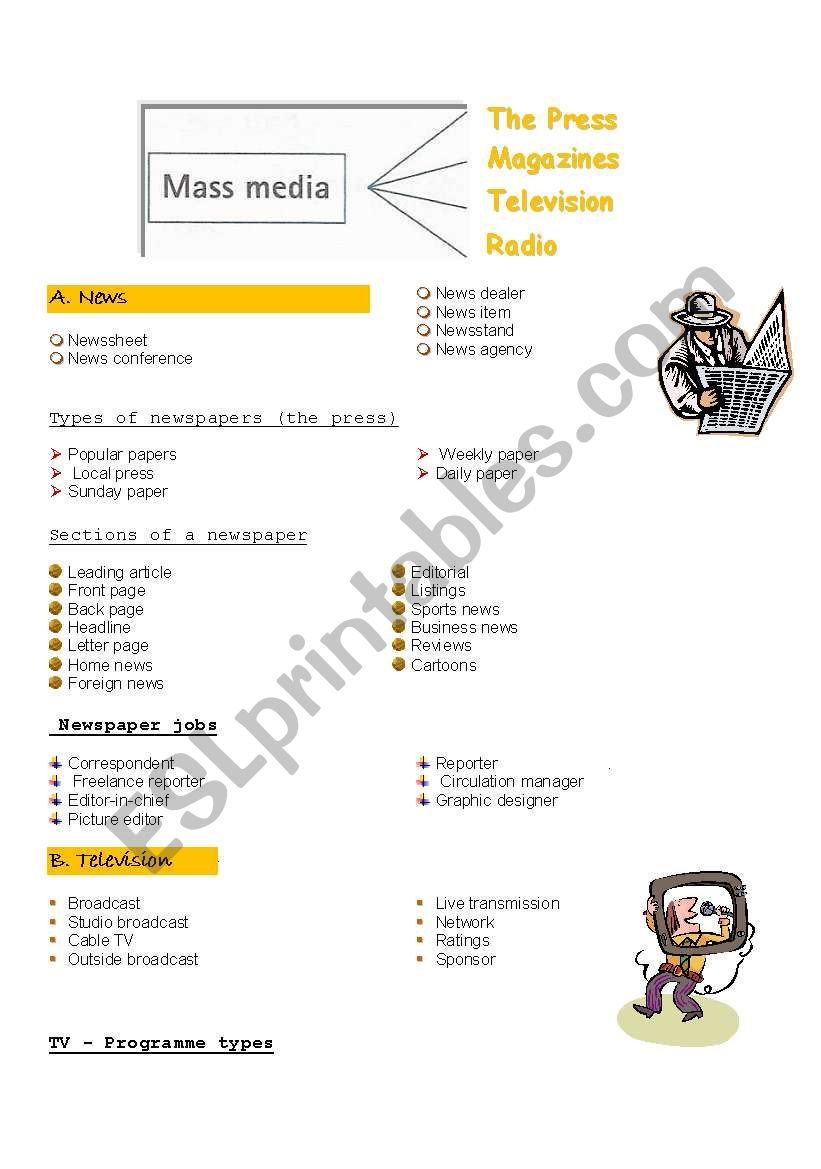 Mass media worksheet
