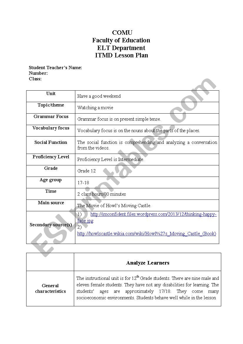 have a good weekend worksheet