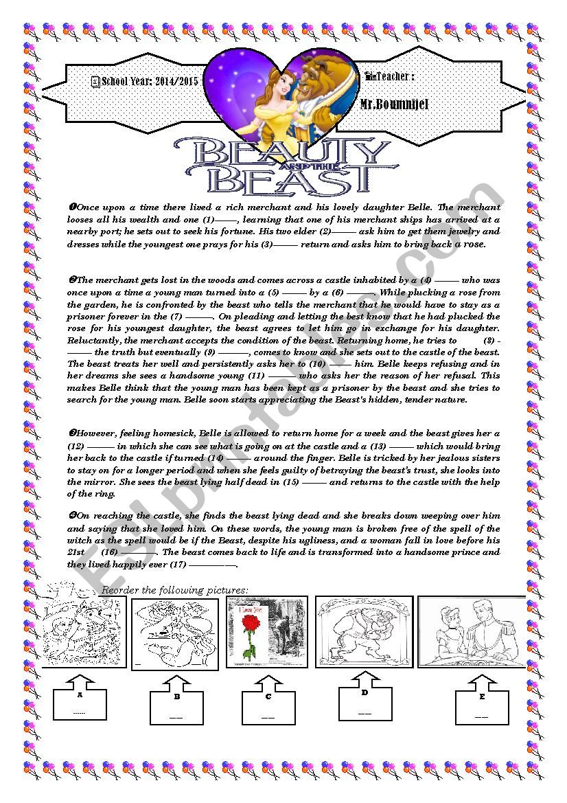 beauty and the beast worksheet
