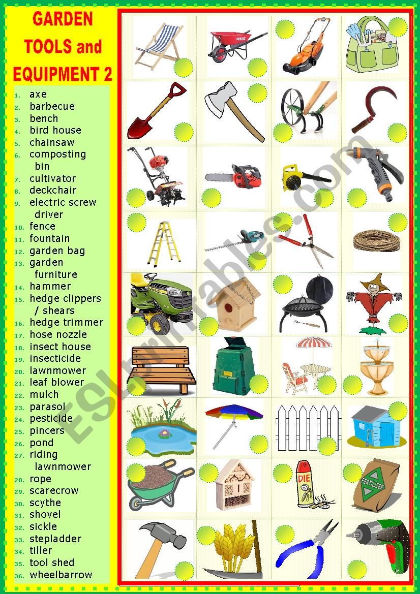 Gardening Tools And Equipment 2 Esl