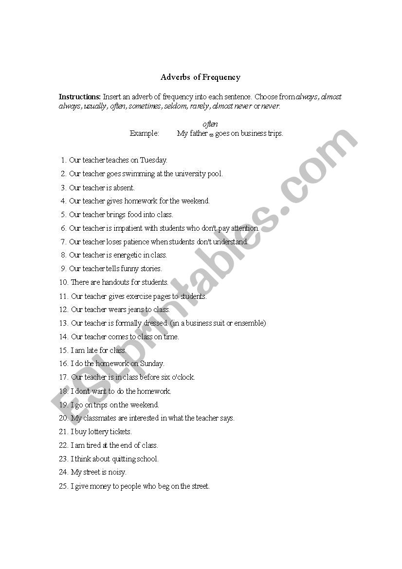 adverbs worksheet