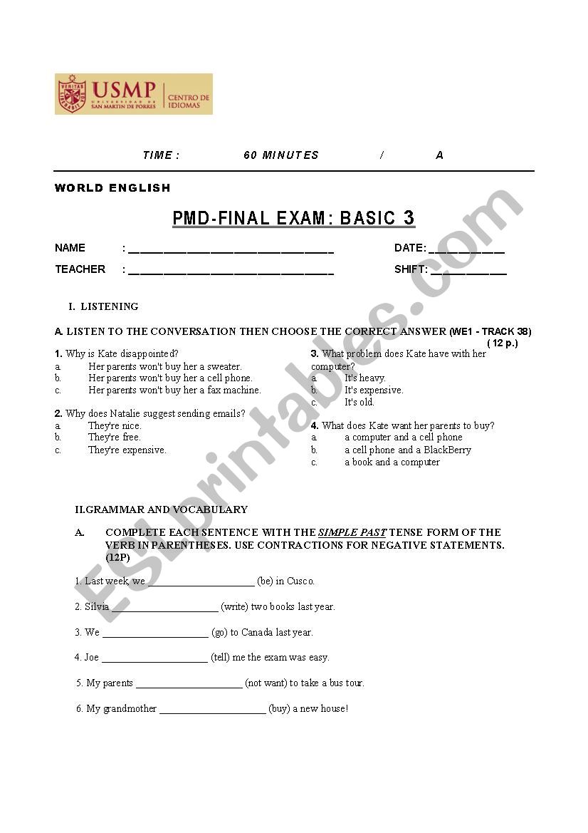 Final Exam BASIC 4 worksheet