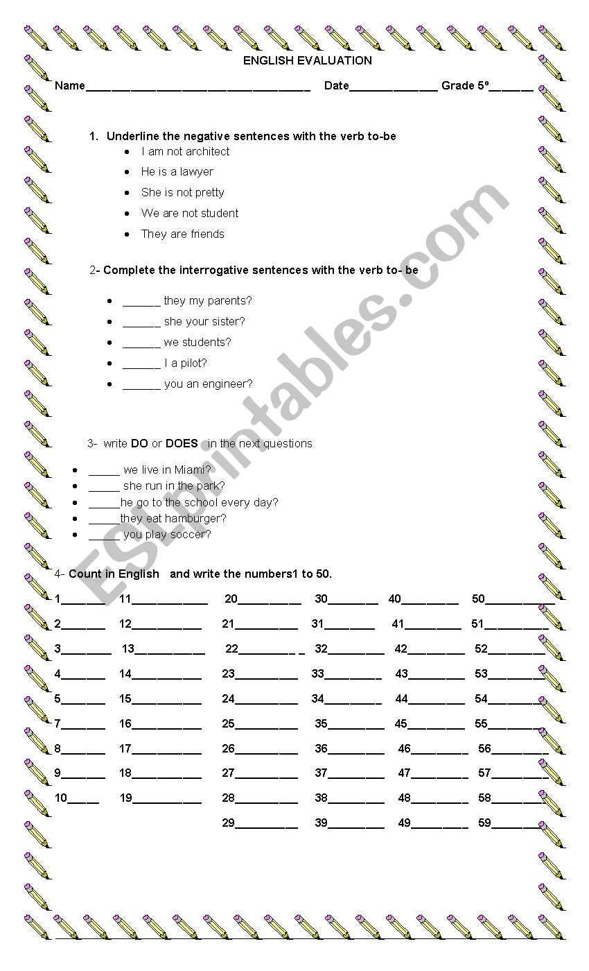 English Test worksheet