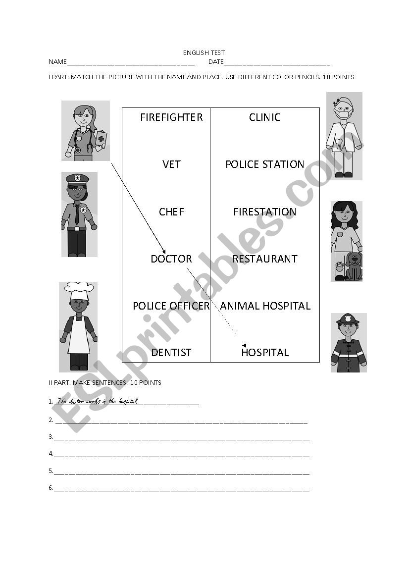 COMMUNITY HELPERS TEST worksheet