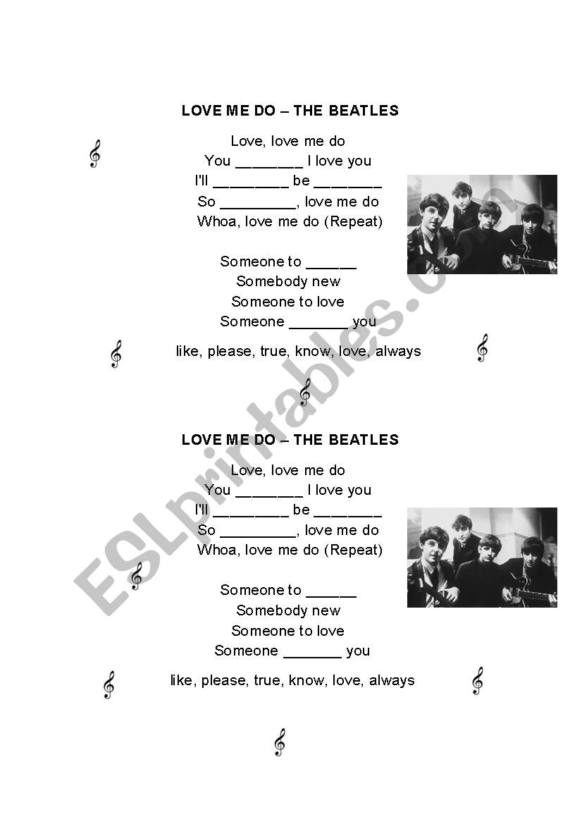 LOVE ME DO - SONG worksheet