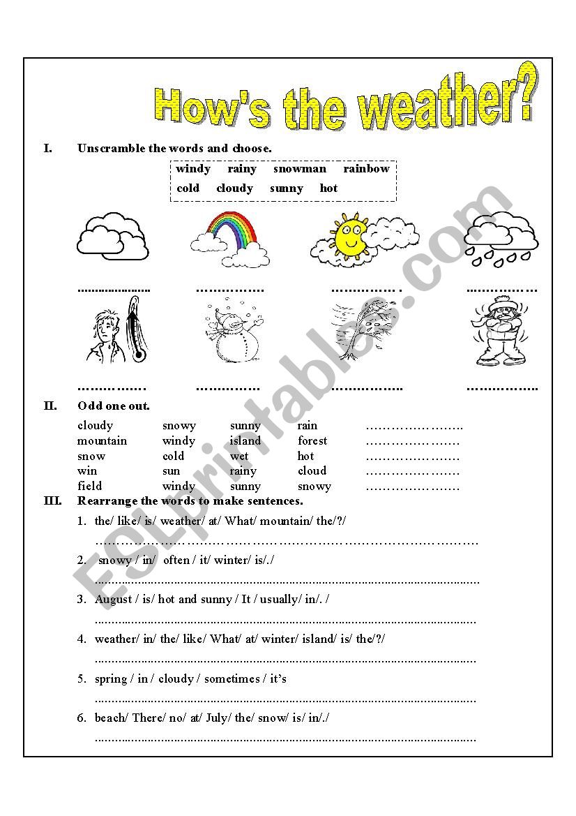 weather worksheet