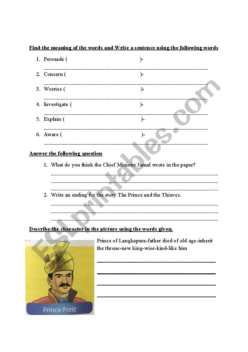 Writing  worksheet