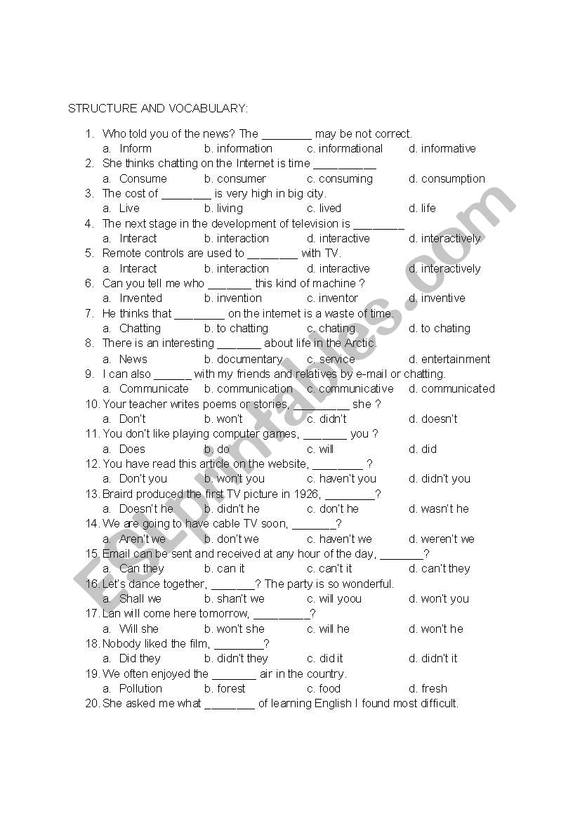 ENGLISH GRADE 9 worksheet