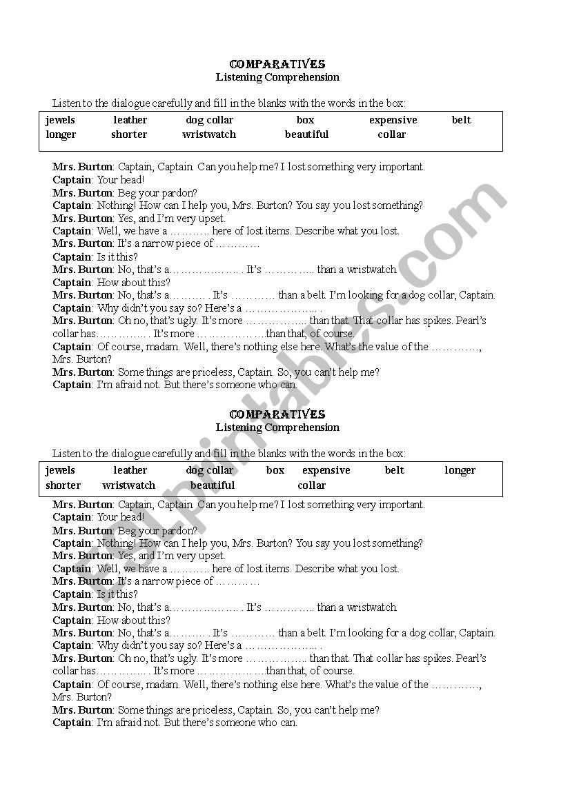 comparatives worksheet