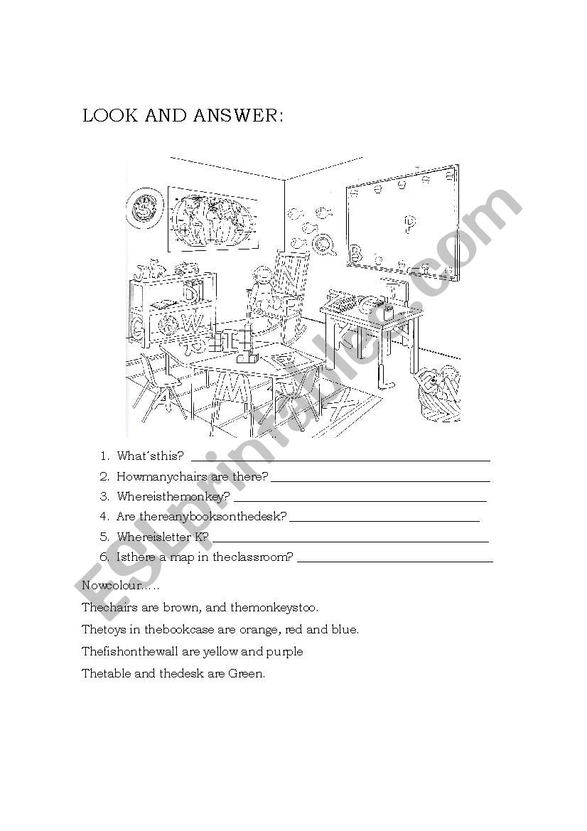 Look Answer and colour worksheet