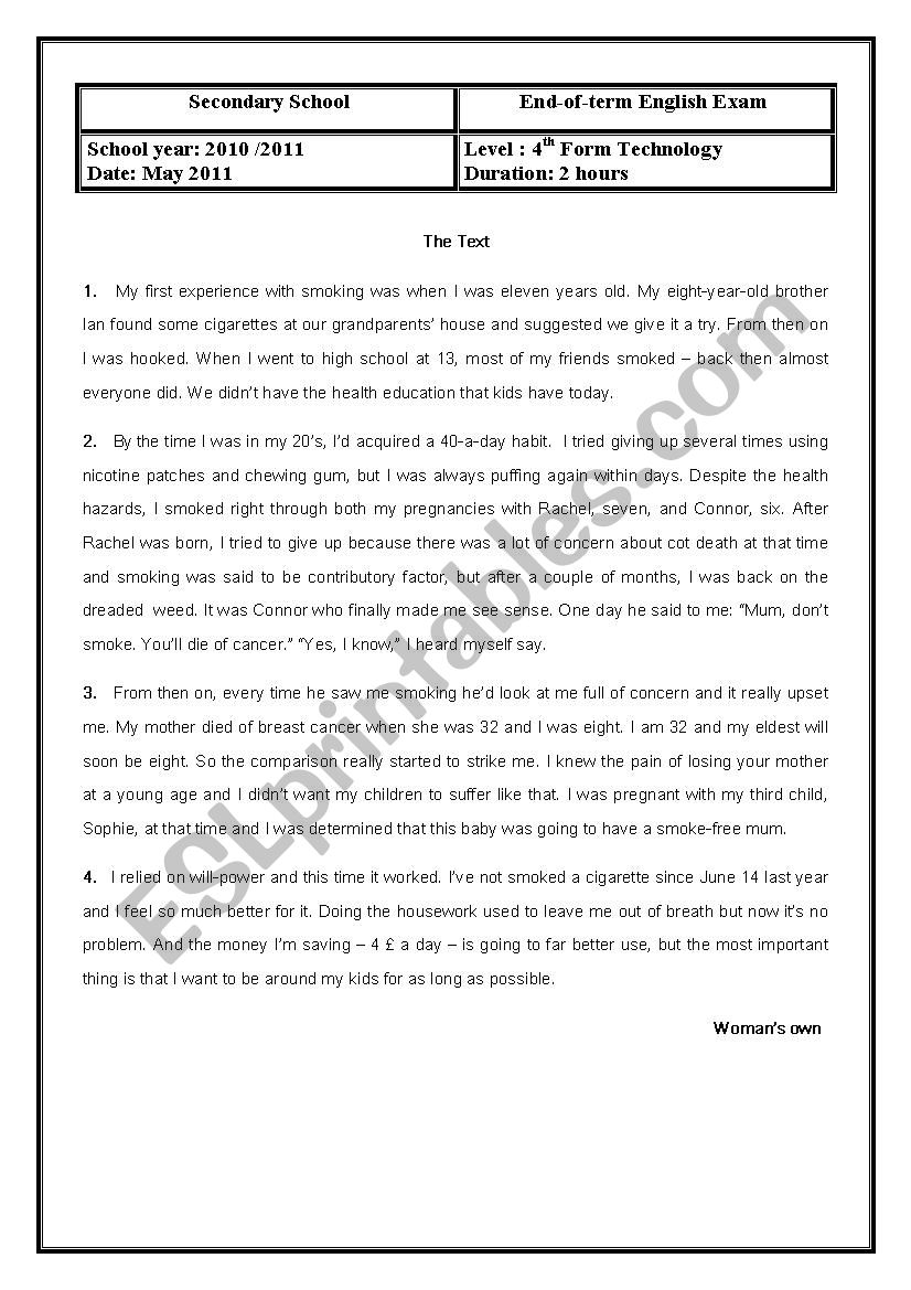 end-of term test3 4th formers Â´technology)