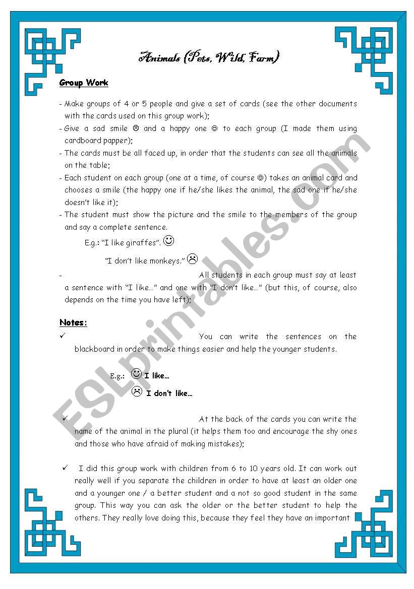 Group work - Instructions worksheet