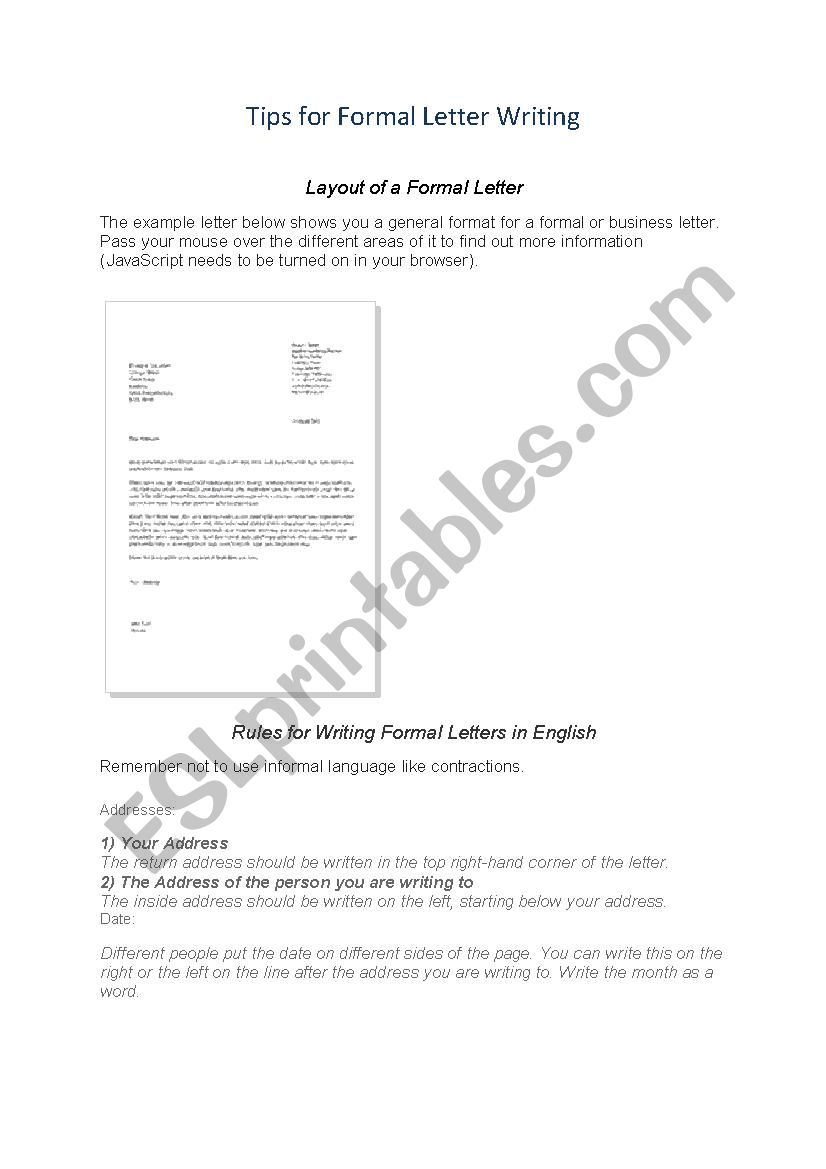 Tips for Formal Letter Writing 