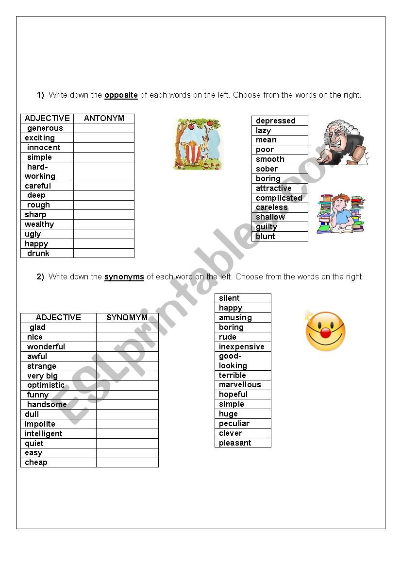 Which one is correct, 'Write the synonyms of the following words