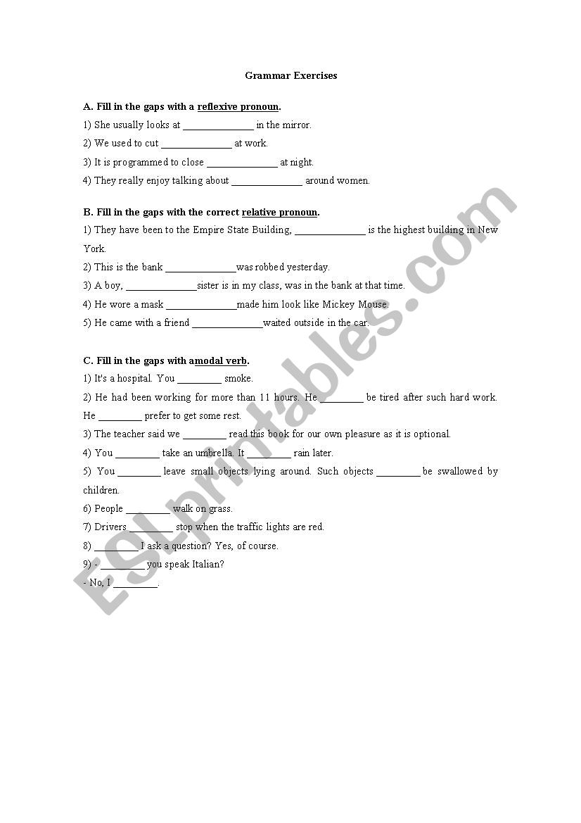 Grammar Exercises worksheet