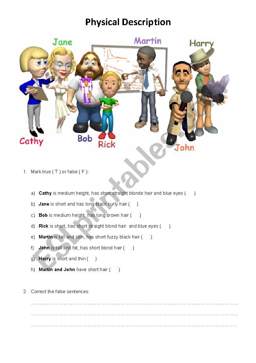 Physical Description worksheet