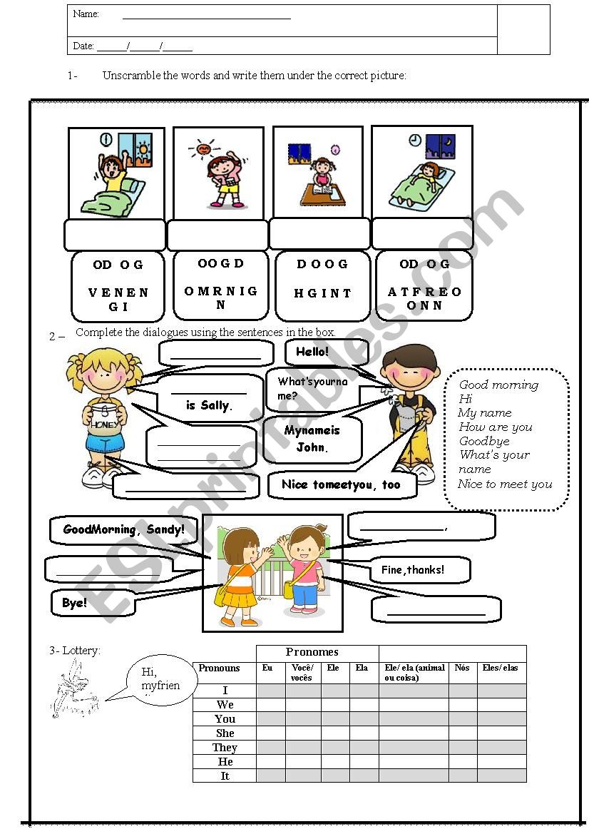 greeeting and personal pronouns