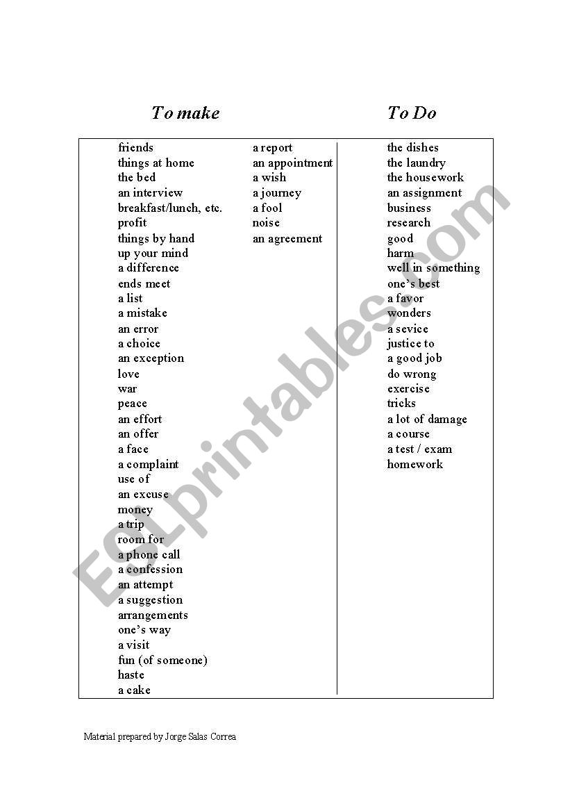 DO or MAKE? worksheet