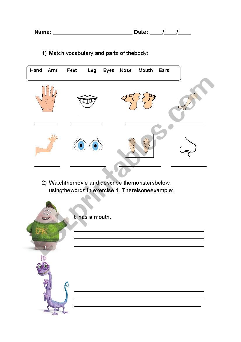 monster S.A worksheet