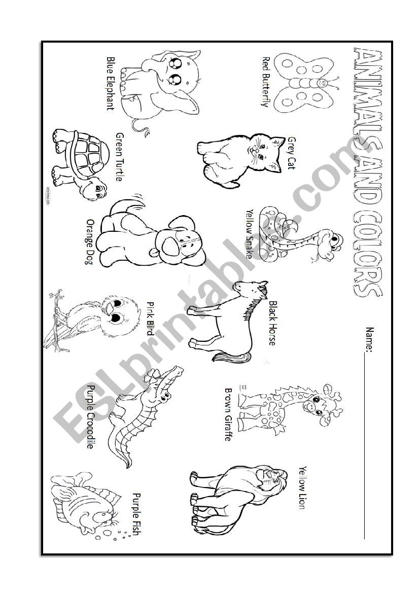 animals and colors worksheet
