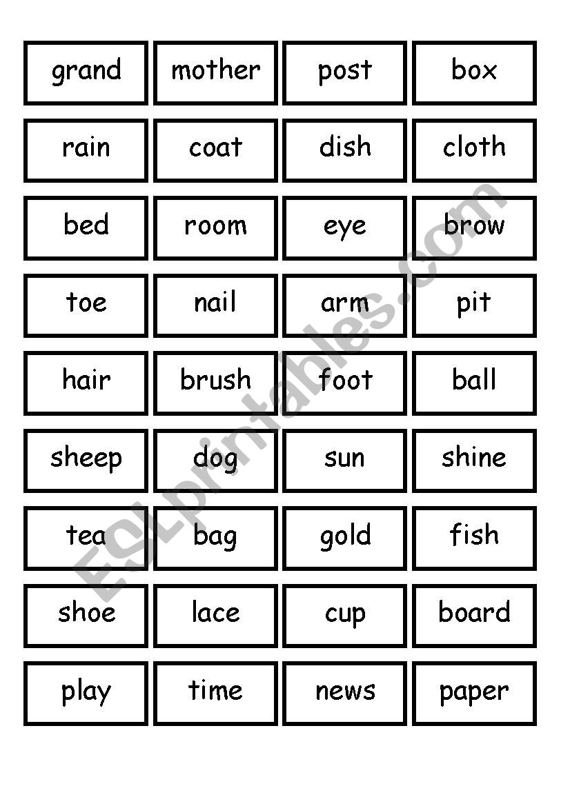 Compound nouns cards worksheet