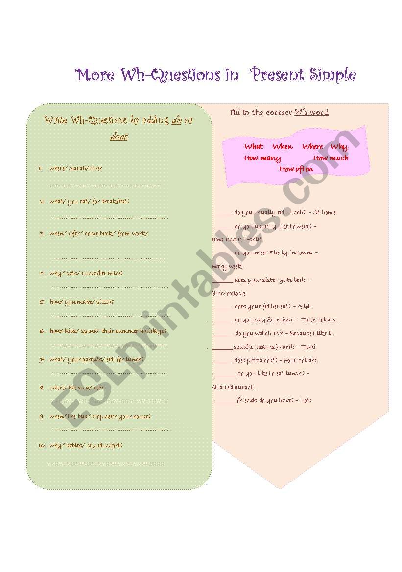 More Wh-Questions worksheet