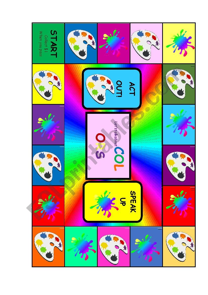 Color Idioms Board Game worksheet