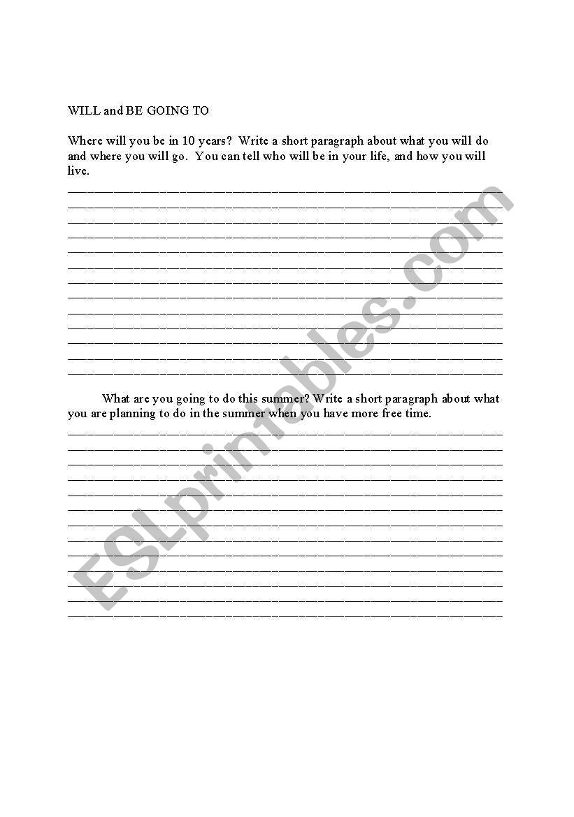 Writing using future tenses worksheet