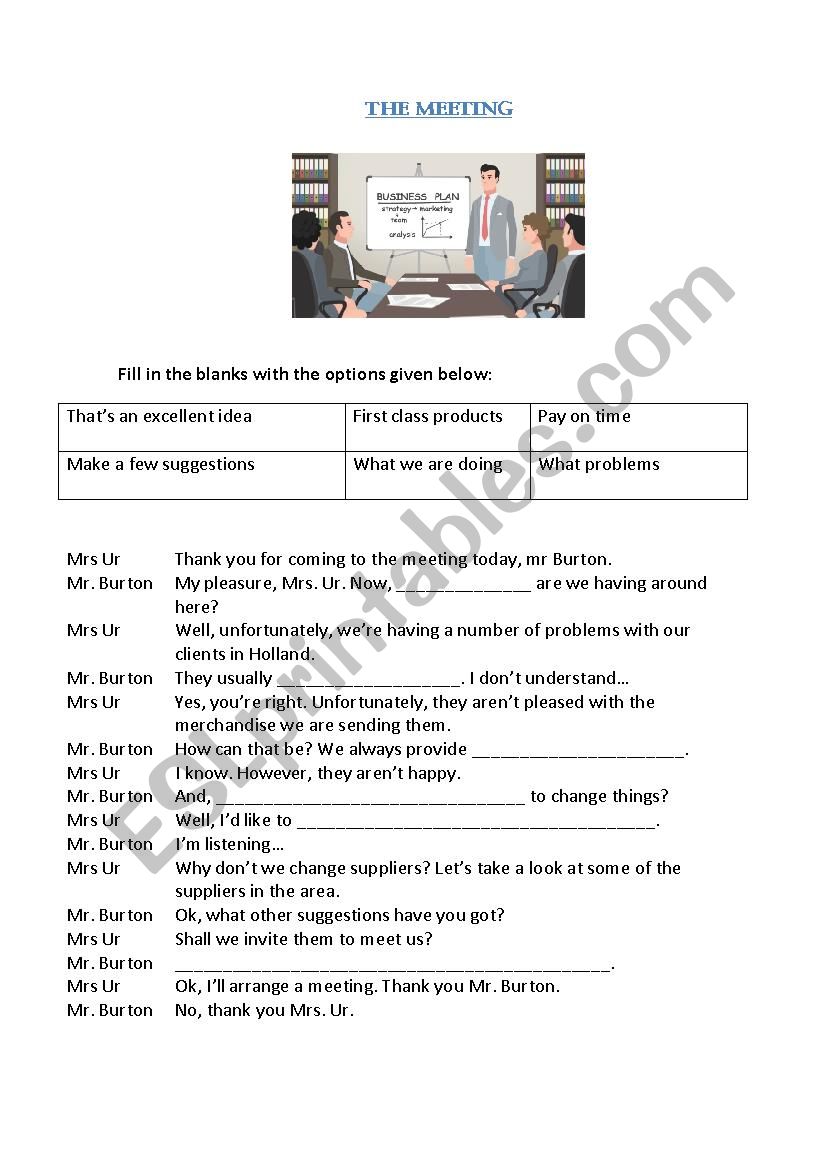 The meeting - gap filling worksheet