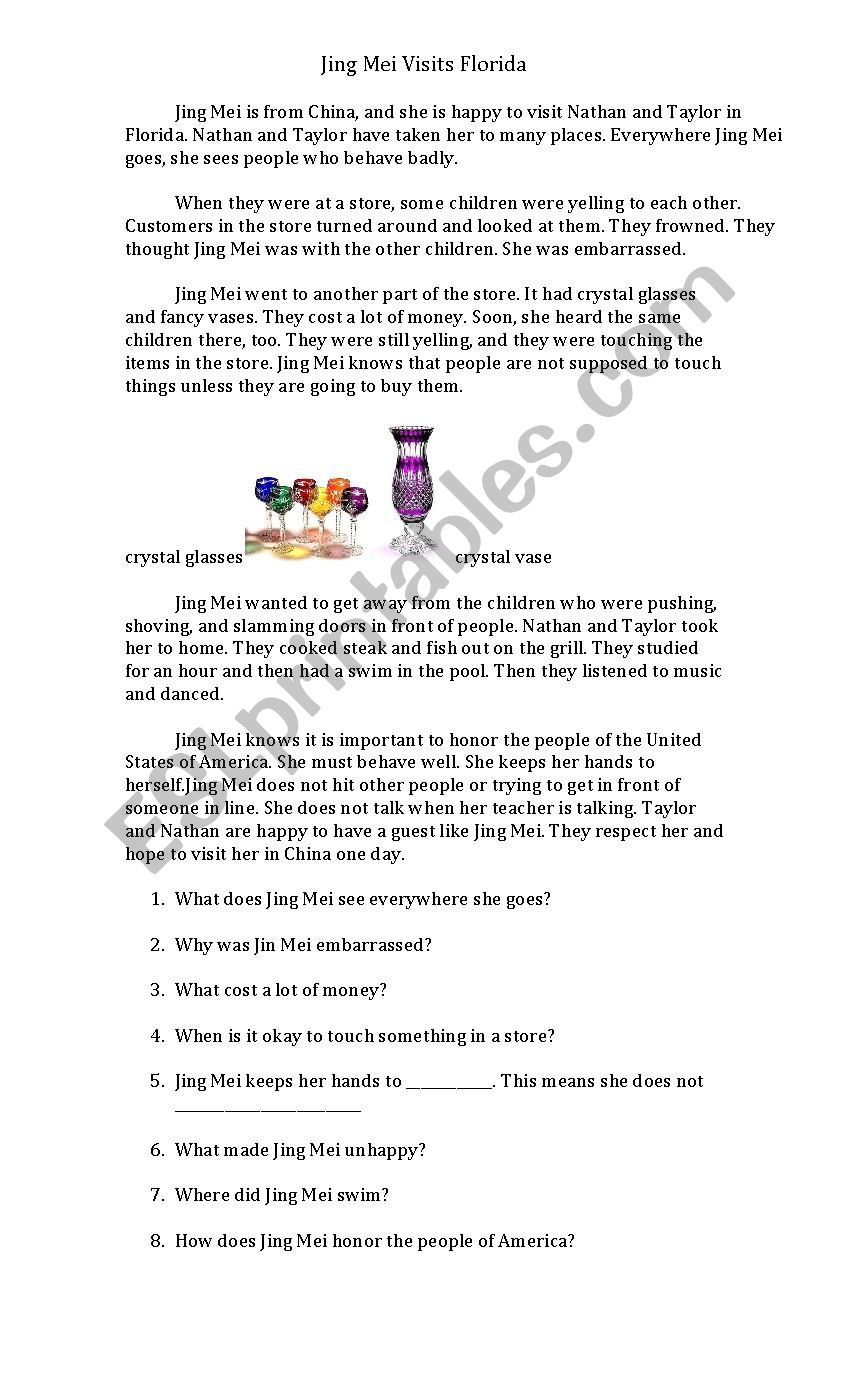 Jing Mei Visits Florida worksheet