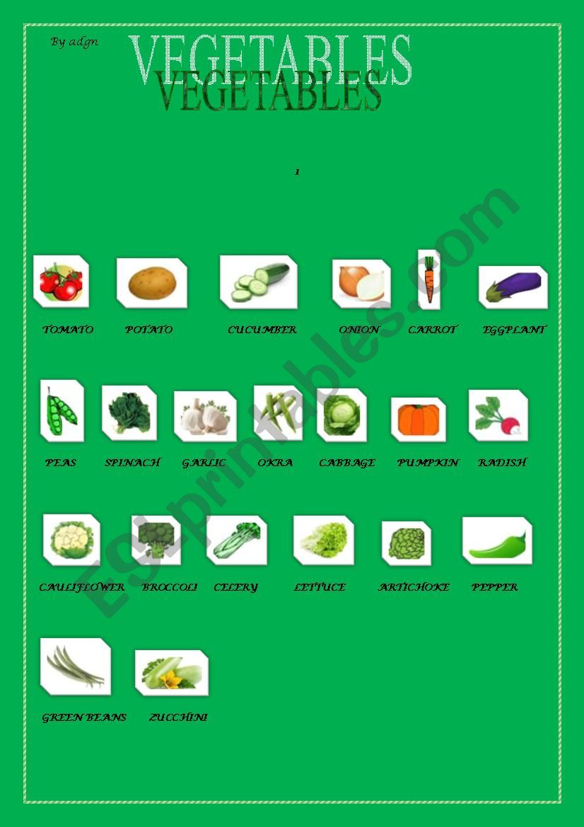 VEGETABLES worksheet