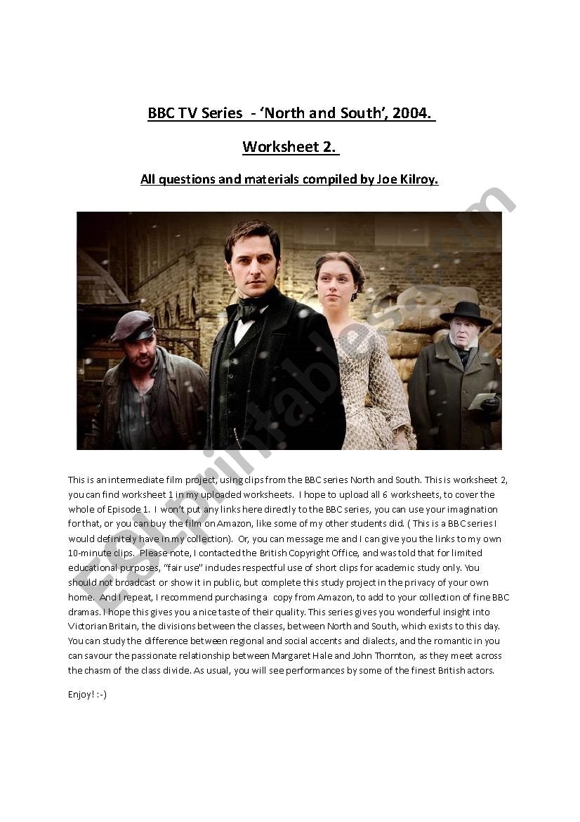 North and South -worksheet 2 -BBC  TV series (2004) 10-minute comprehension clip