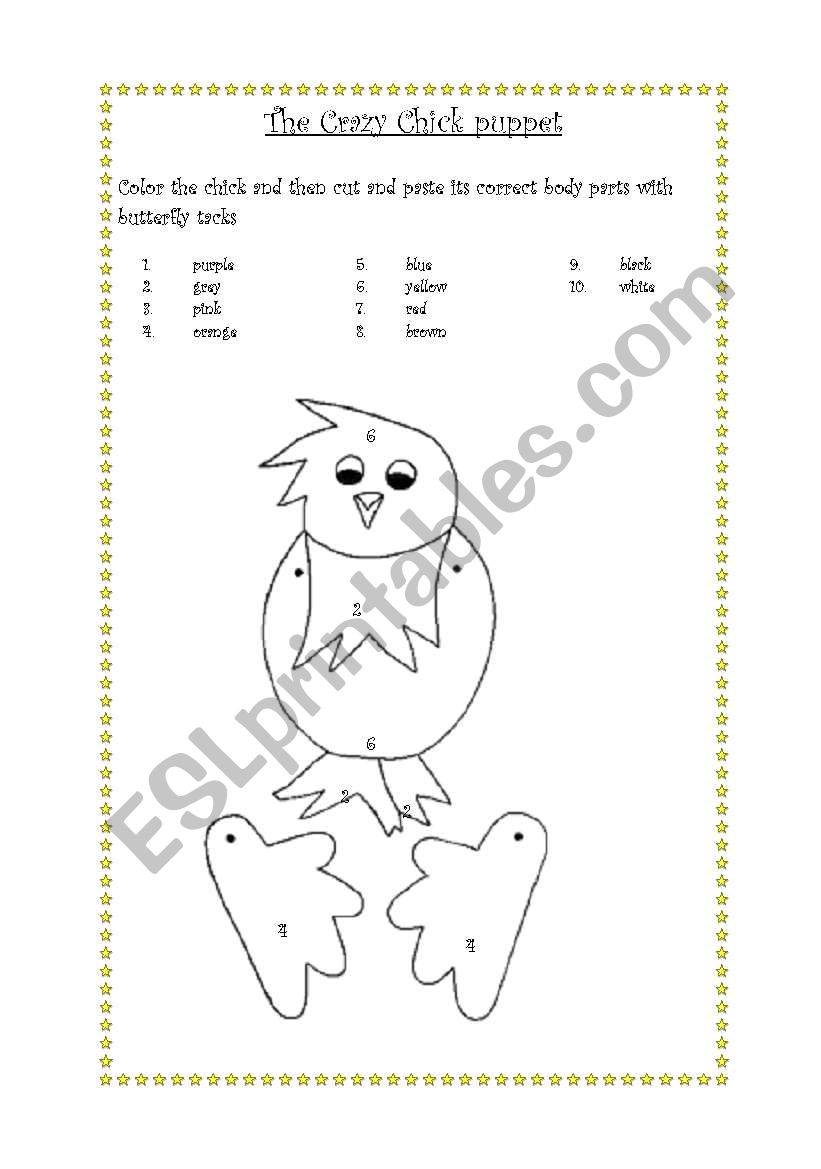 the crazy chick puppet worksheet