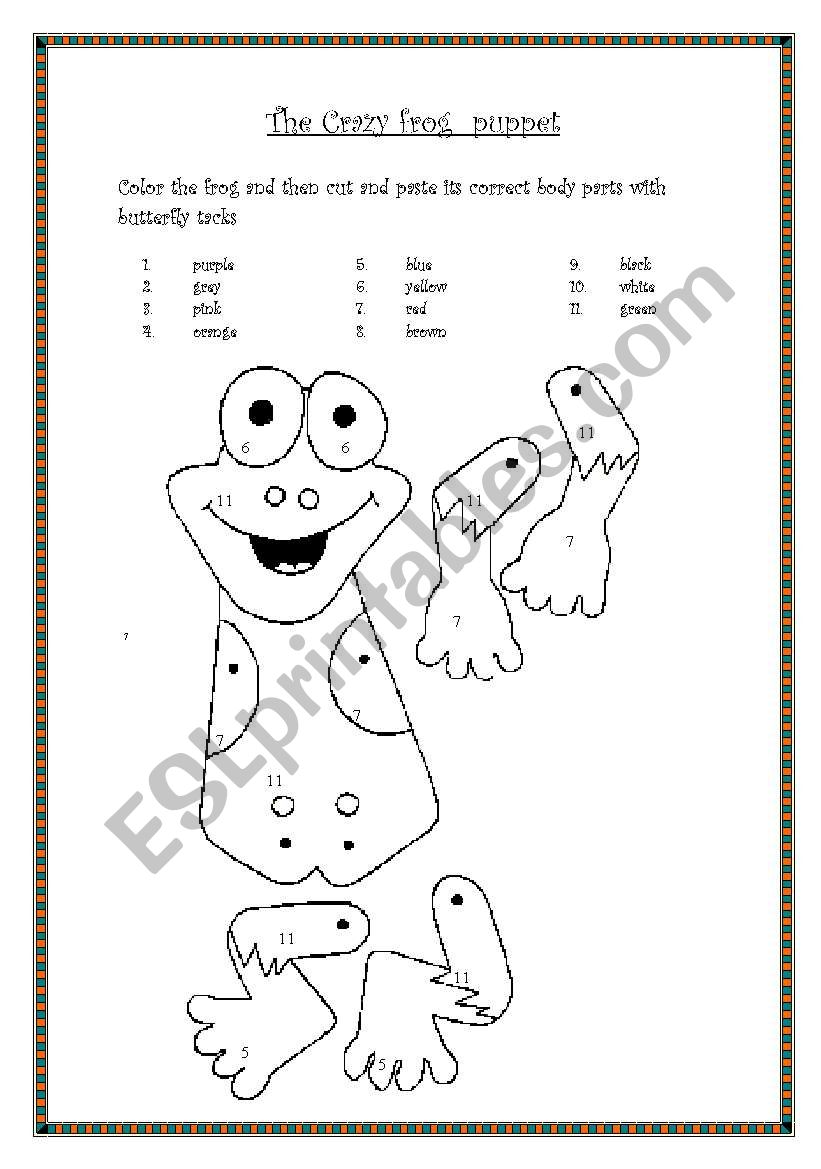 The crazy frog puppet worksheet