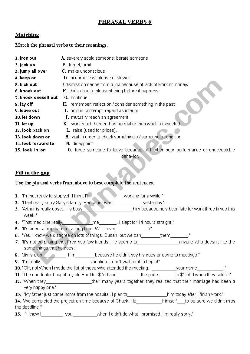 Phrasal Verbs (6/10) worksheet