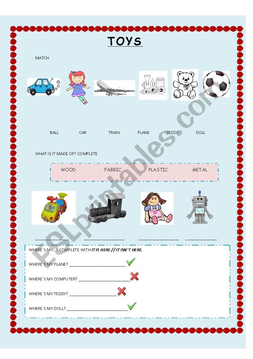 Toys worksheet