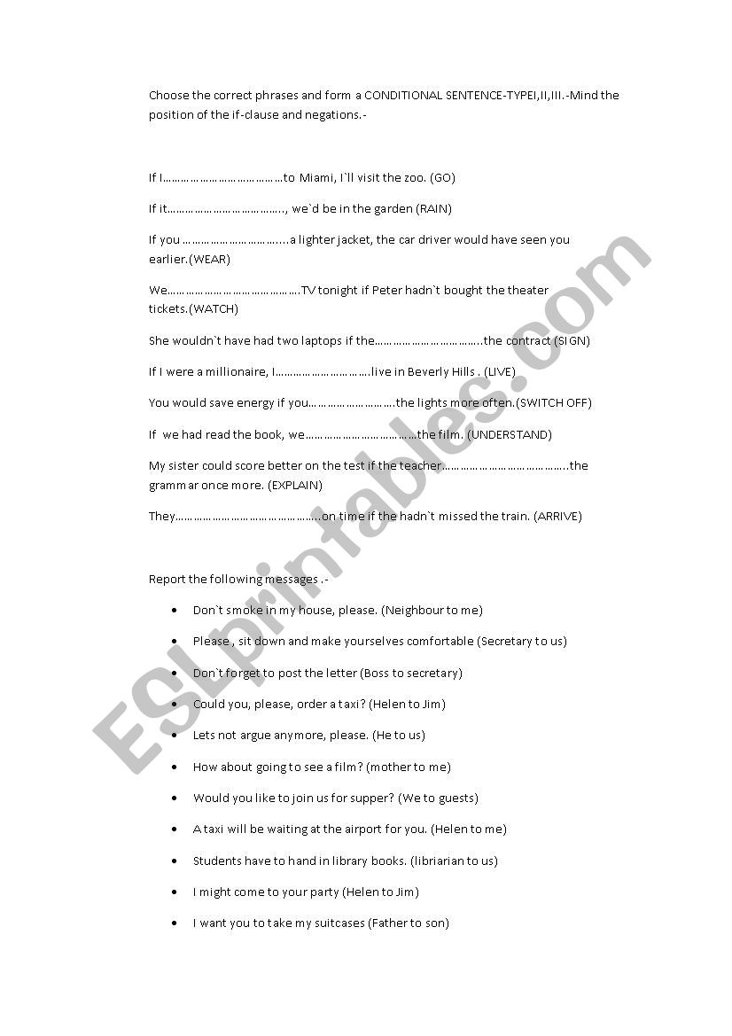 Conditionals & reported Speech