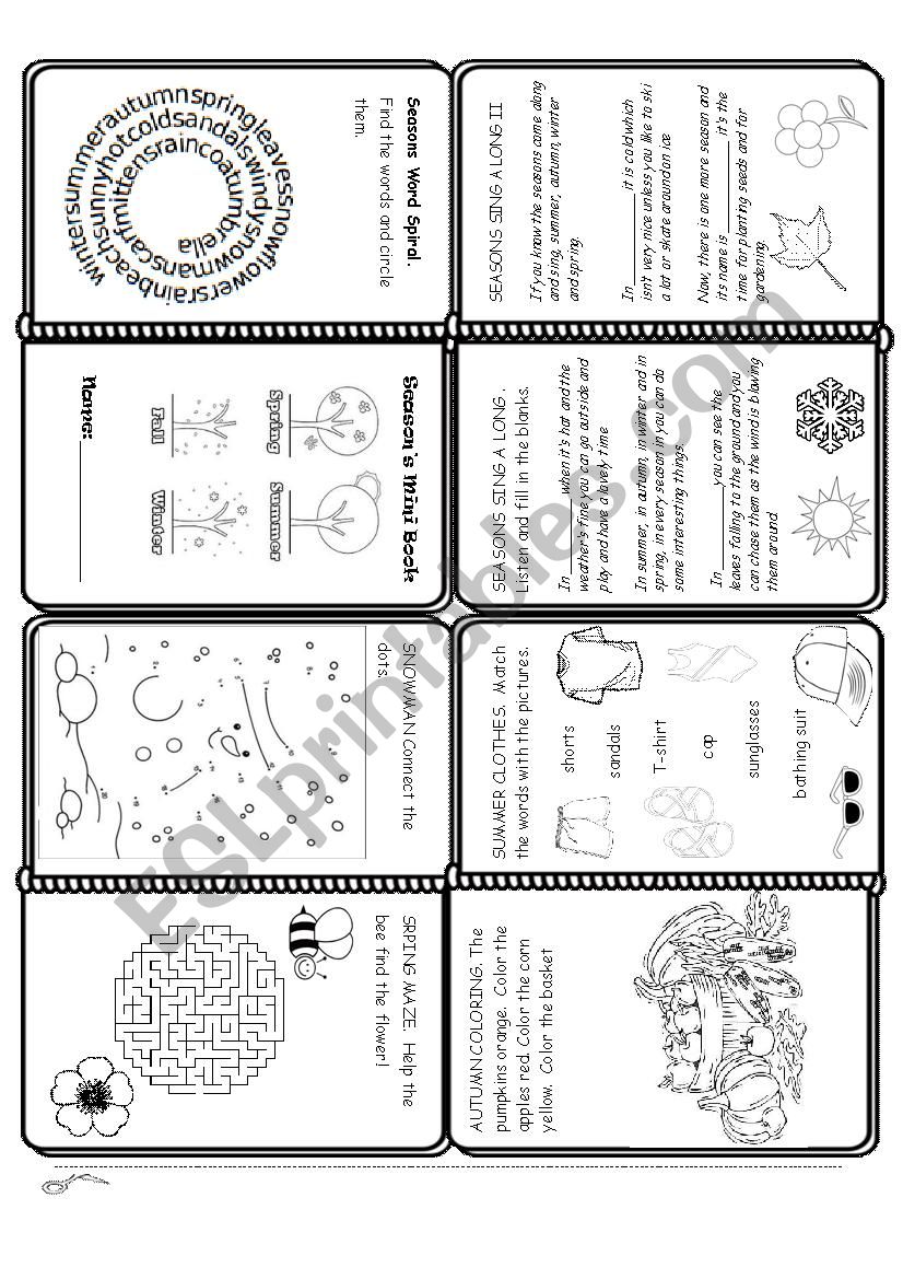 Seasons Mini Book worksheet