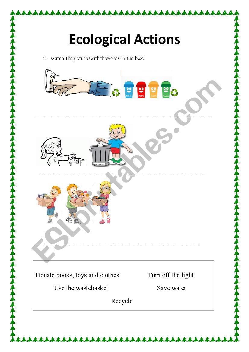 Ecological Actions worksheet