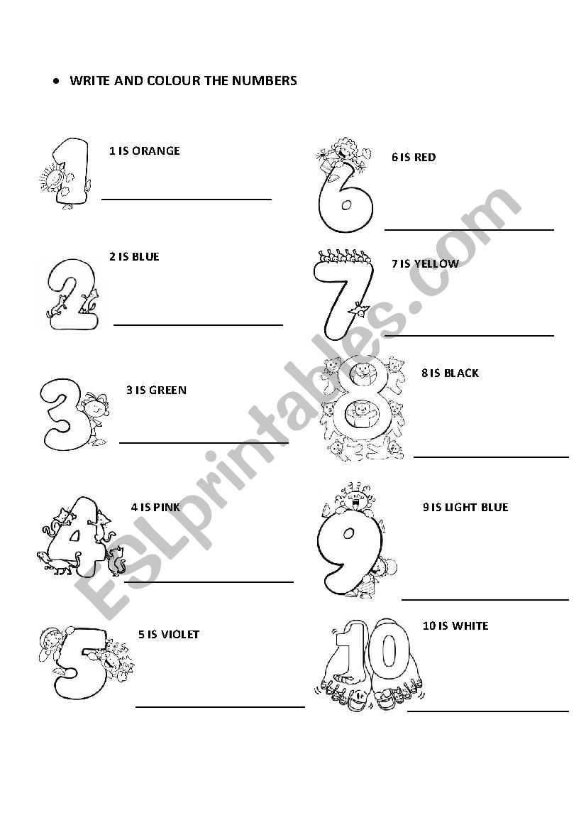 Write and colour worksheet