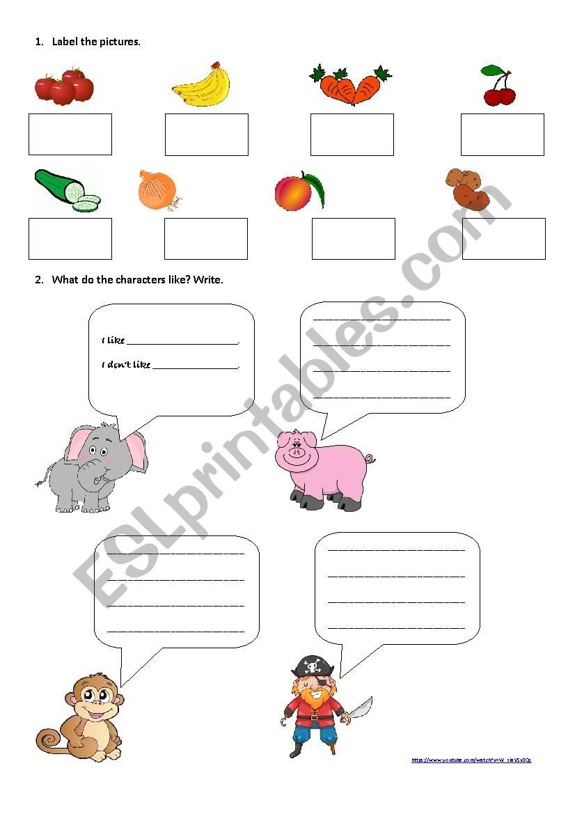 Like Dont Like Food Worksheet