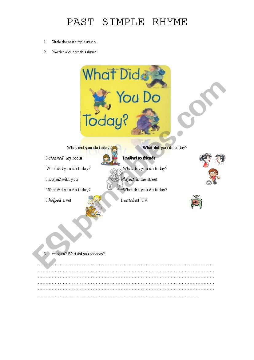 What did you do today? worksheet
