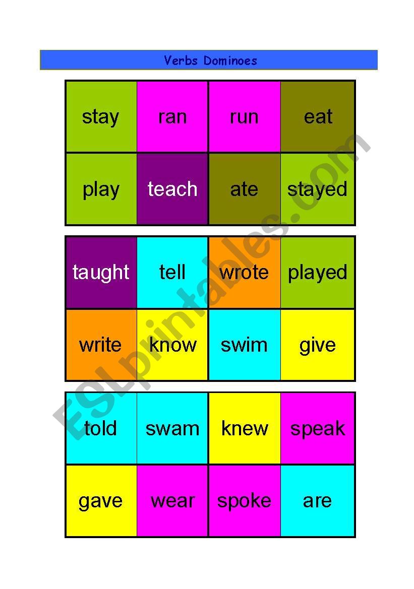 Verbs Dominoes worksheet