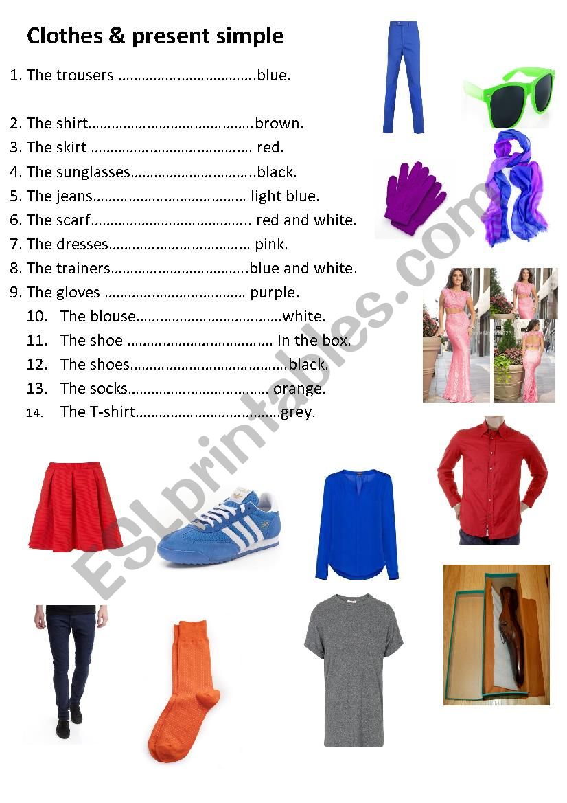 Clothes and present simple worksheet