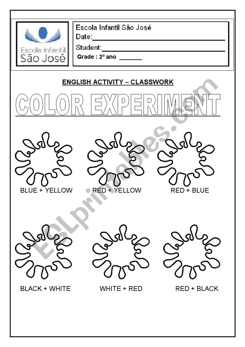 Color Experiment worksheet