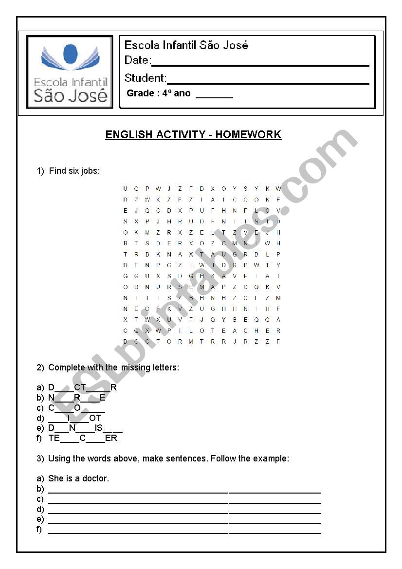 Jobs worksheet